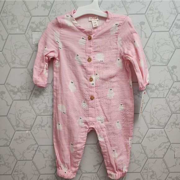 Nwt Baby Girl's Halloween Gauze Romper with Ghost Print - Picture 5 of 9